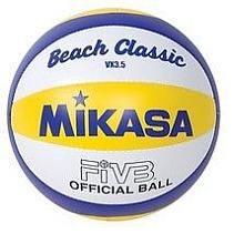 Мяч волейб. сувенирный "MIKASA VX3.5",  р.1, диам. 15 см, синт. кожа ПВХ, маш. сшивка, бутиловая камера, 10 панелей, бело-желто-синий